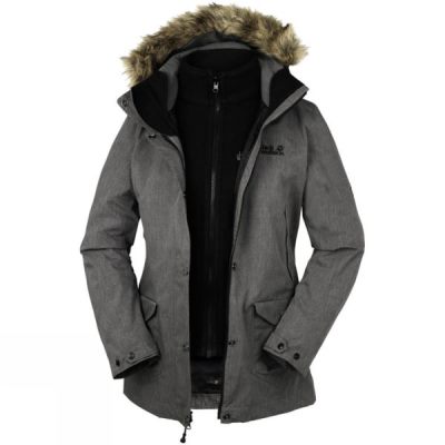 Parka Jack Wolfskin Wave Hill 3-in-1 Mujer - Gris - Chile RMT937164